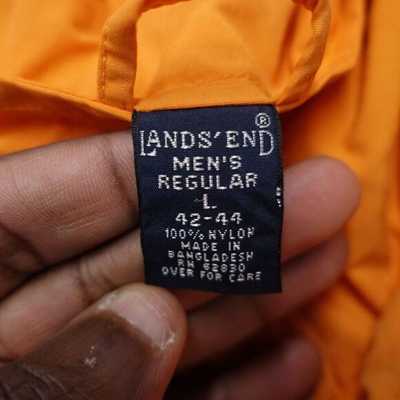 Lands' End Ski Jacket Men's Large Orange 100% Nylon Half Zip Pockets Long Sleeve - Picture 5 of 8